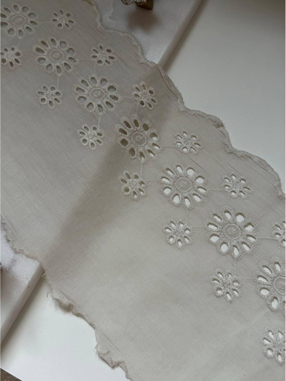 3Yds Non-Stretch 7" Wide Oatmeal Grey Cotton Lace